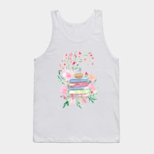 Watercolor Books with florals Tank Top